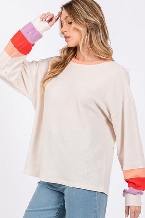 Color Block Waffle Knit T-Shirt