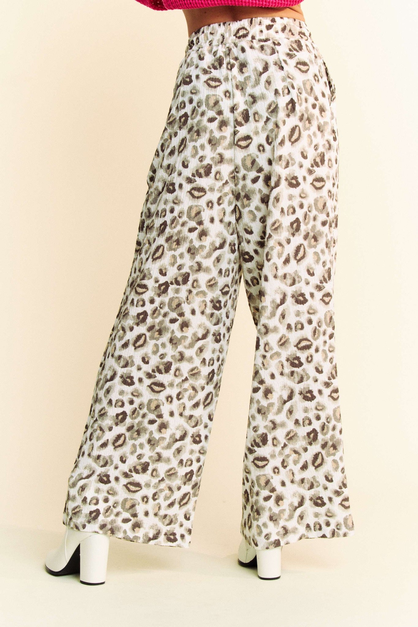 Drawstring Leopard Wide Leg Pants