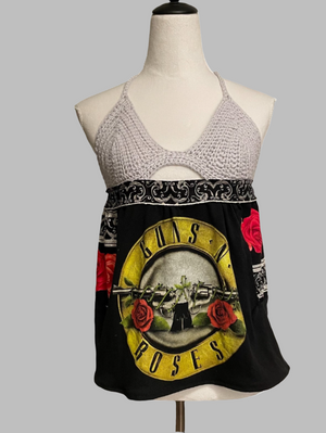 OOAK Crochet Guns N Roses Halter Top