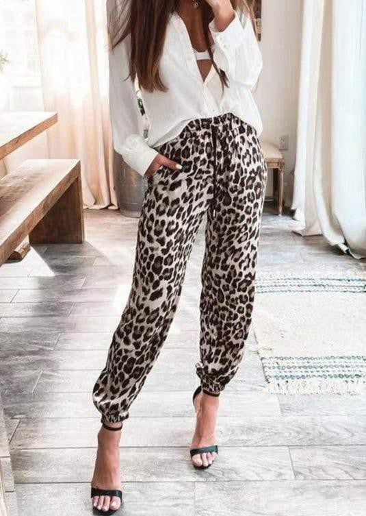 Leopard Print Drawstring lux pants