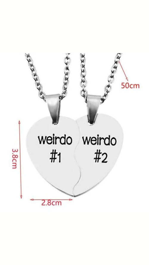 Couple Letter Graphic Heart Charm Necklace