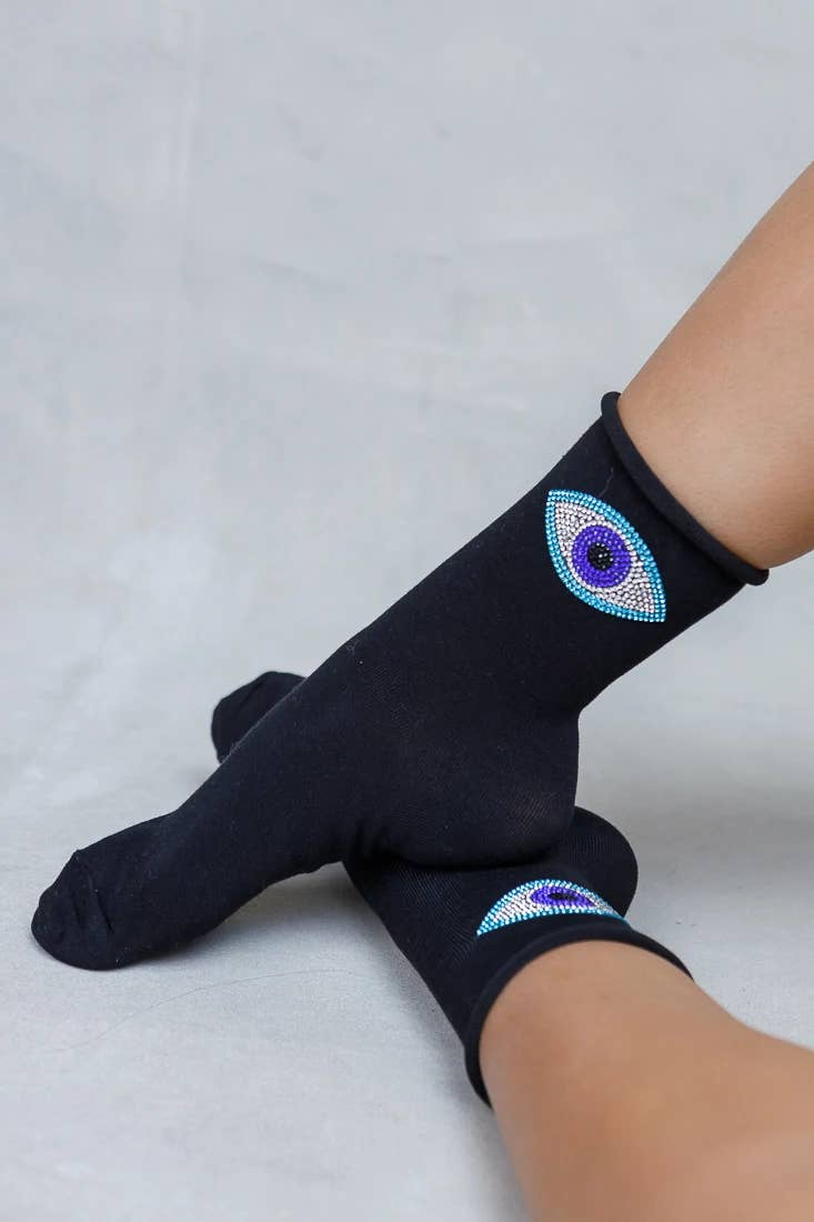 Evil Eye Crystal Socks