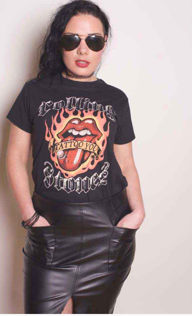Rolling Stones Ladies Tee 'Flaming Tattoo Tongue'