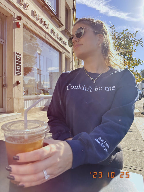 "Couldn't Be Me" Embroidered Cropped Crewneck