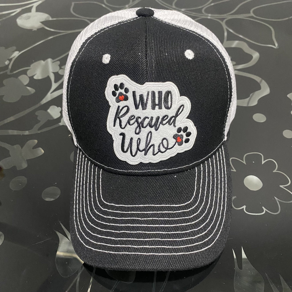 "Who Rescued Who" Dog Lover Trucker Hat