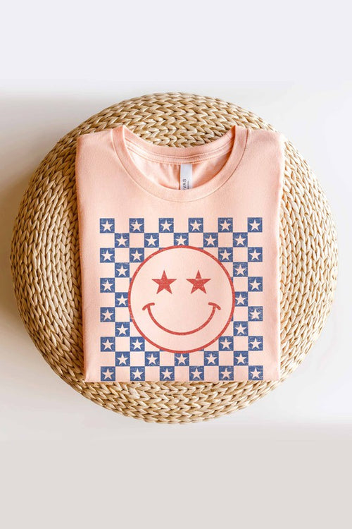 Fourth Of July Smiley Stars Graphic Tee