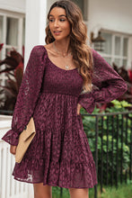Load image into Gallery viewer, Leopard Flounce Sleeve Smocked Tiered Dress
