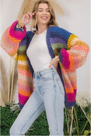 Hand Crochet Rainbow Cardigan